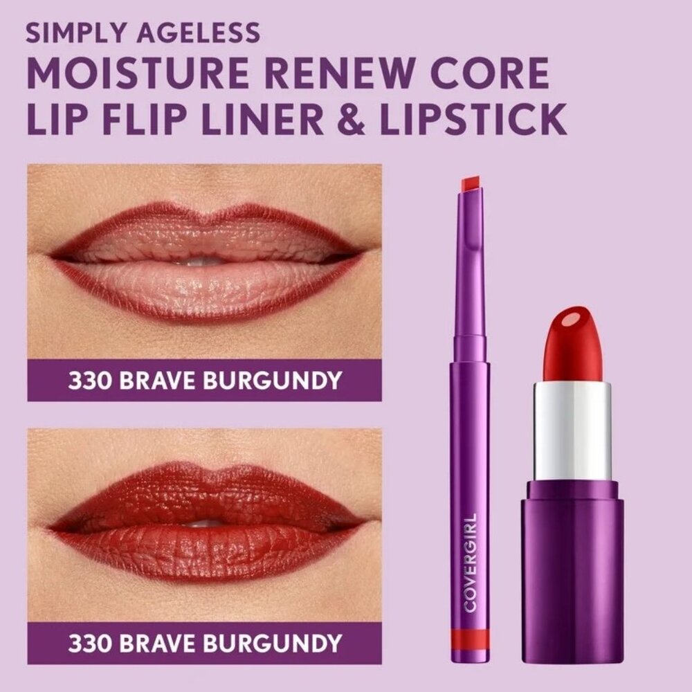 COVERGIRL Simply Ageless Moisture Renew Core Lipstick Only #330 Brave Burgundy